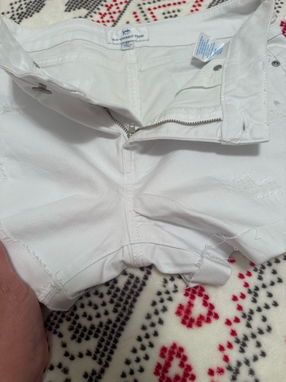 Southern Tide White Distressed Hayes Jean Shorts - Picture 4 of 4